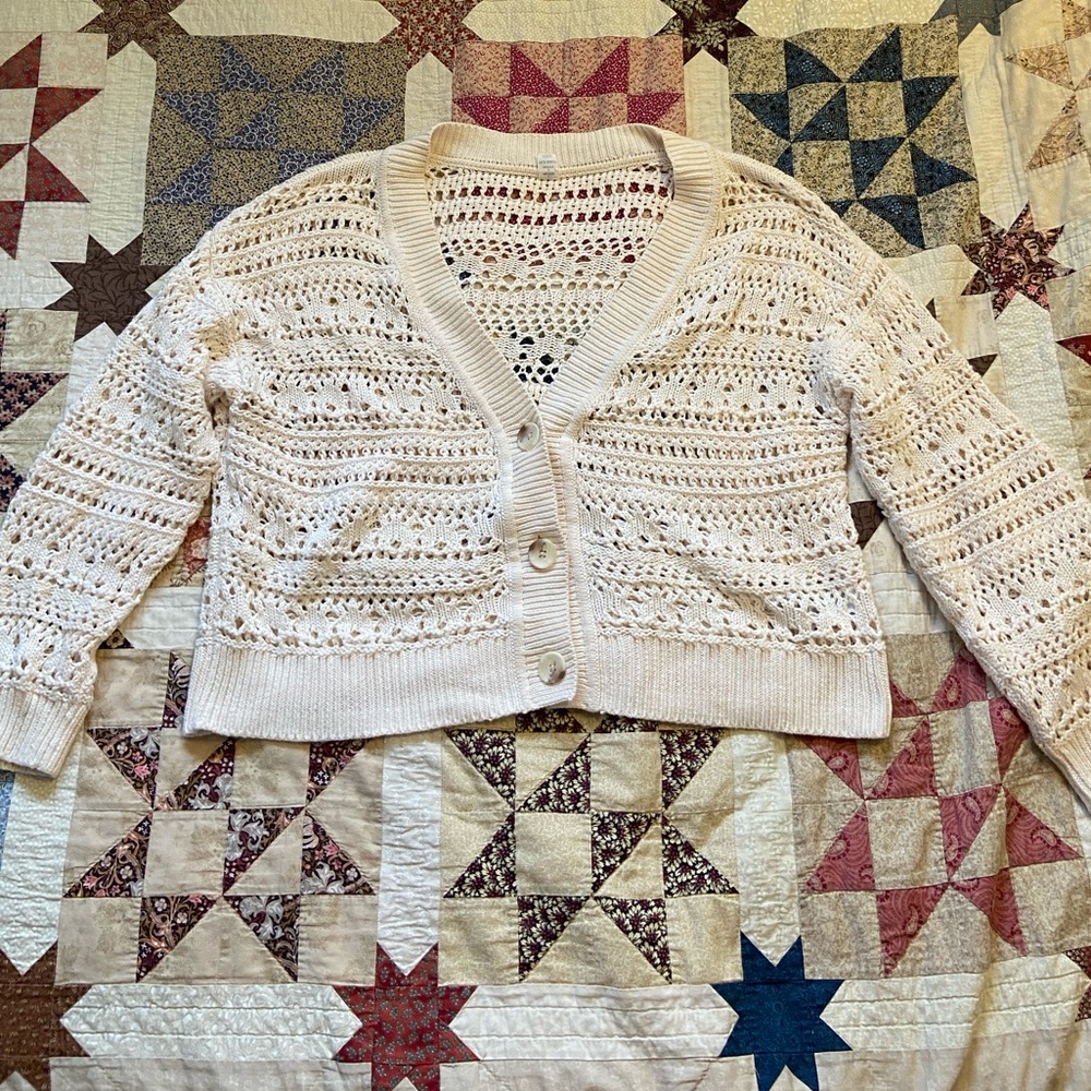 Old Navy Women's Cream Open-Knit Cardigan